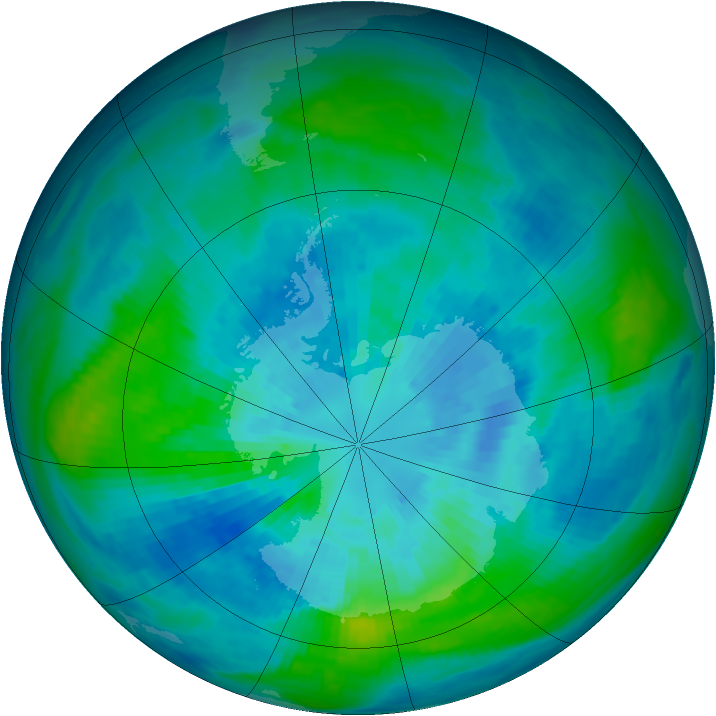 Antarctic ozone map for 26 March 1984